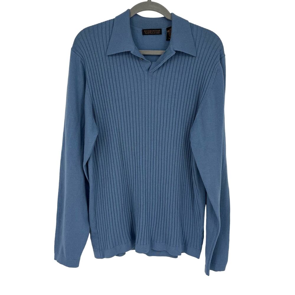 Vintage Metropolitan by Lord & Taylor 100% Merino Wool Sweater Blue  XL